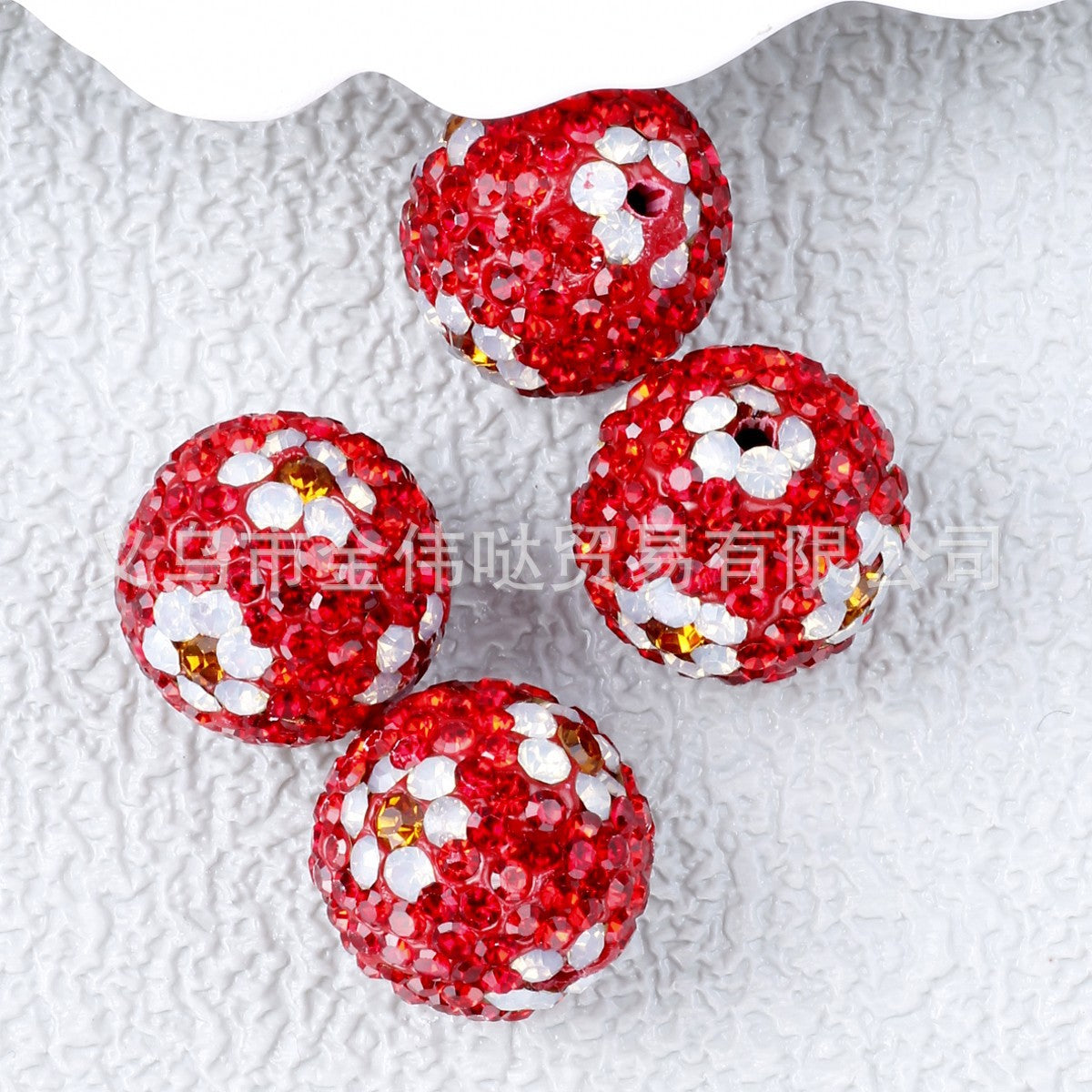 Wholesale 10pcs Full Drill Plum Blossom Soft Clay Drill Ball Straight Hole Beads