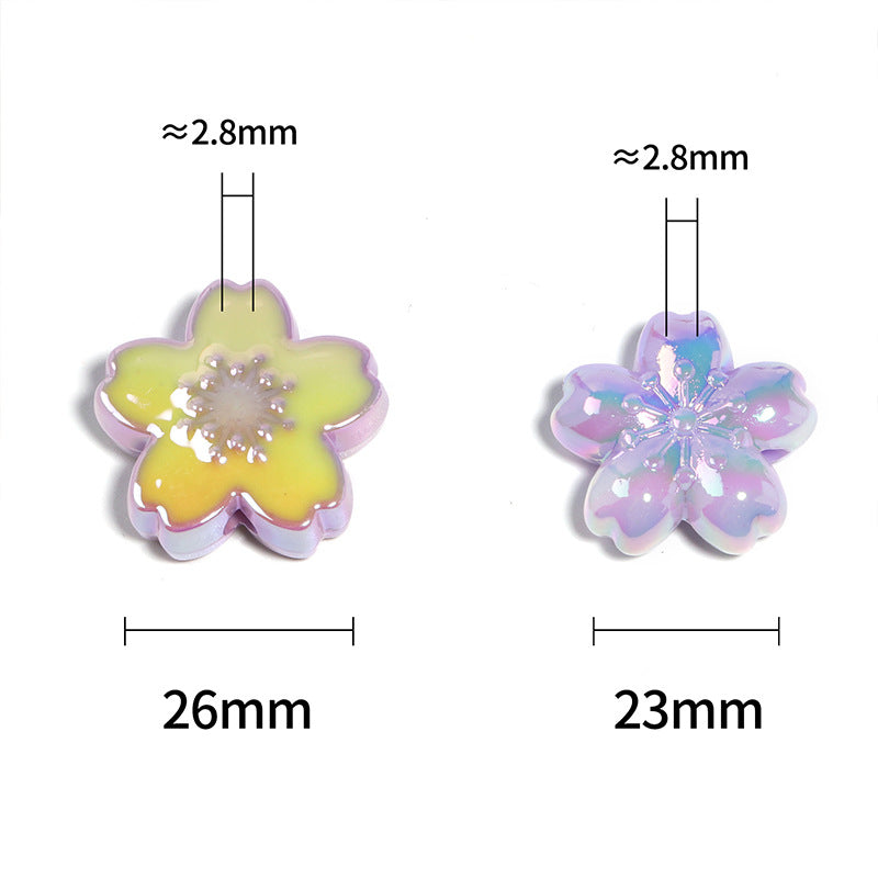 Wholesale 100pcs Acrylic Double-sided Oil Dripping Cherry Blossom Beads