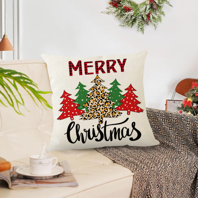 Wholesale New Plaid Christmas Linen Snowflake Letter Print Pillowcase