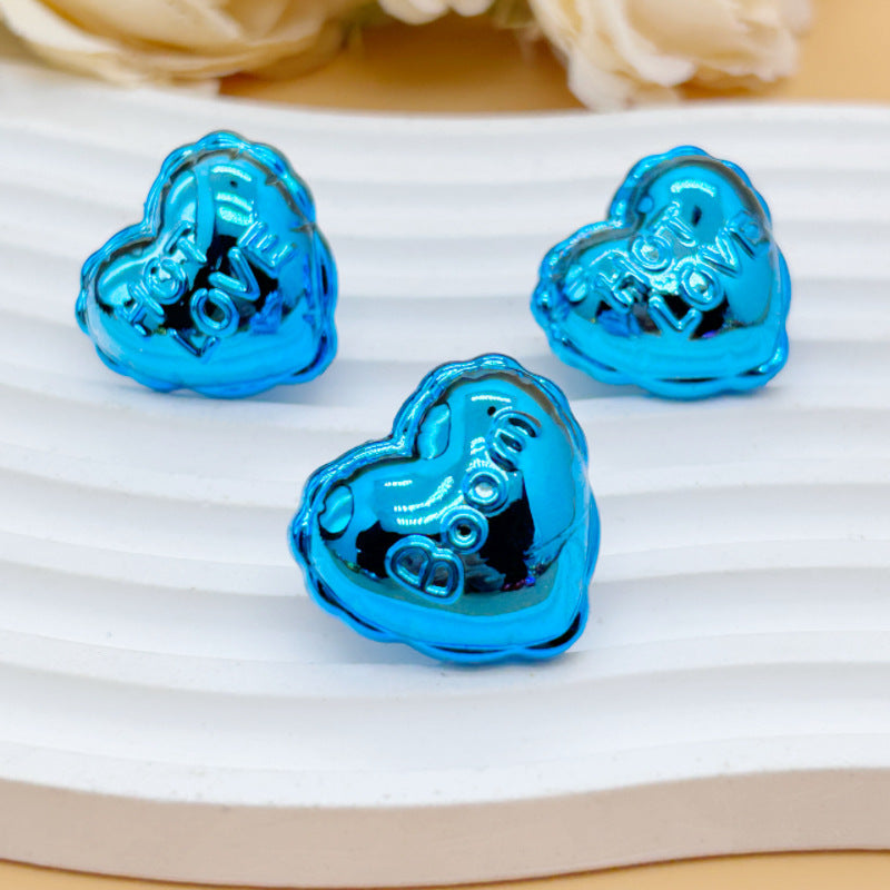 Wholesale 20pcs Acrylic Uv Plated Metal Christmas Balloon Heart  Crystal Beads