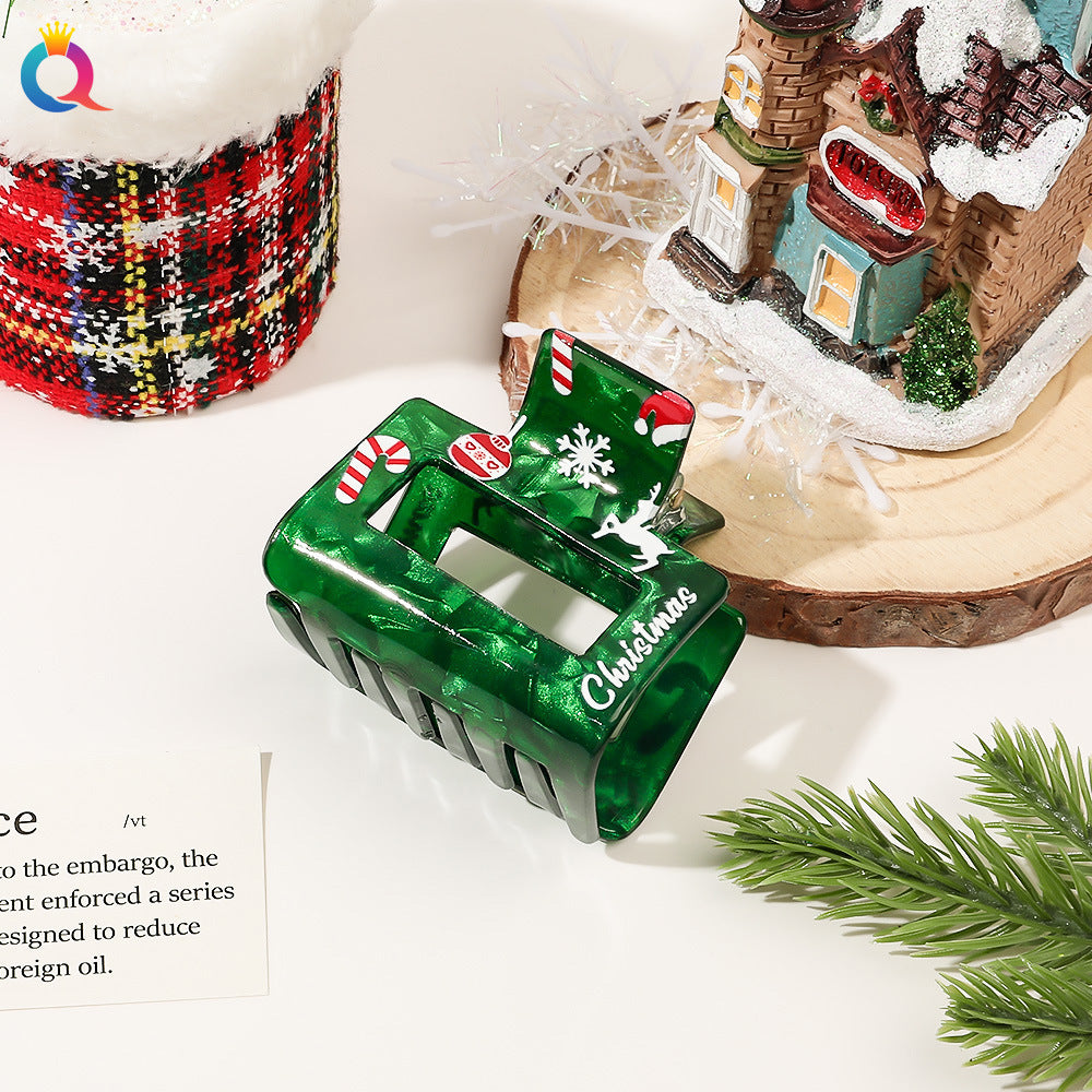 Wholesale Christmas Cartoon Print Ponytail Hair Shark Hair Clips