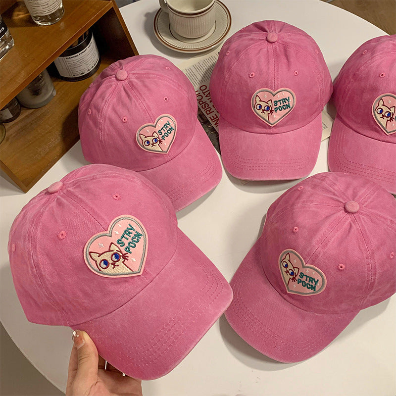 Wholesale Pink Heart Soft Top Cute Cat Baseball Cap