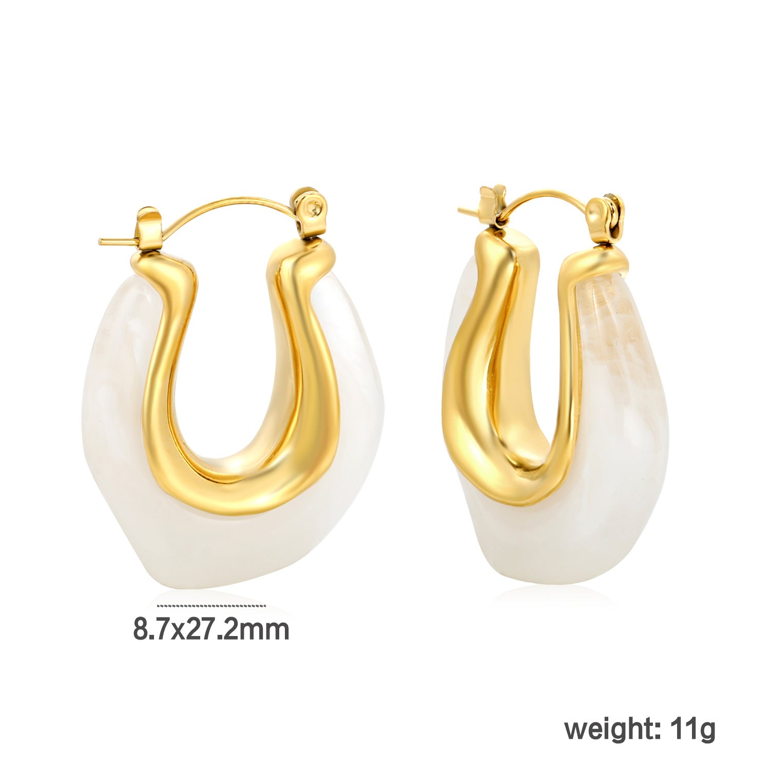 Wholesale Irregular U-shaped white resin earrings