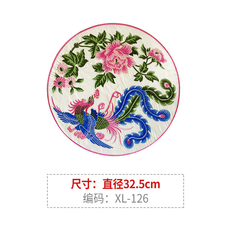 Wholesale Chinese Style Dragon Phoenix Round Satin Fabric Patches For Coat Decoration 8 Pack Stylish DIY Accessory