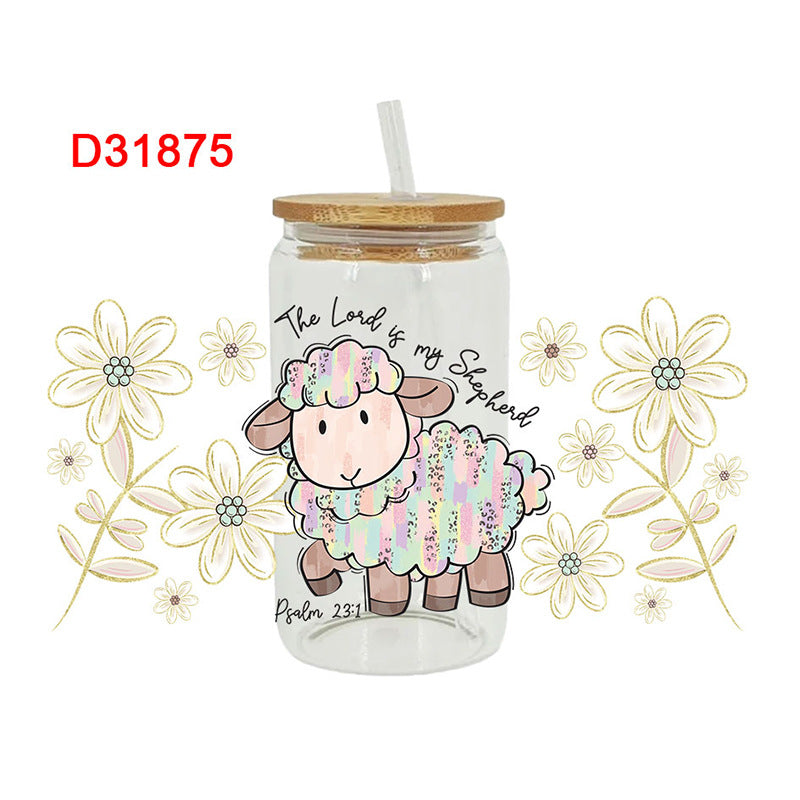 Wholesale Cartoon cute and colorful animals 16oz Cup UV DTF Wraps