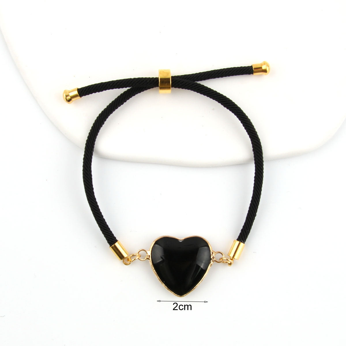 Wholesale Natural Stone Amethyst Heart-shaped Edge Adjustable Love Bracelet