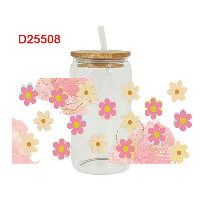 Wholesale Cartoon Fresh Floral Theme 16oz Cup UV DTF Wraps