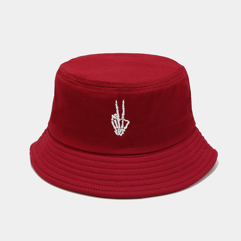 Wholesale New Skull Finger Embroidered Cotton Bucket Hat