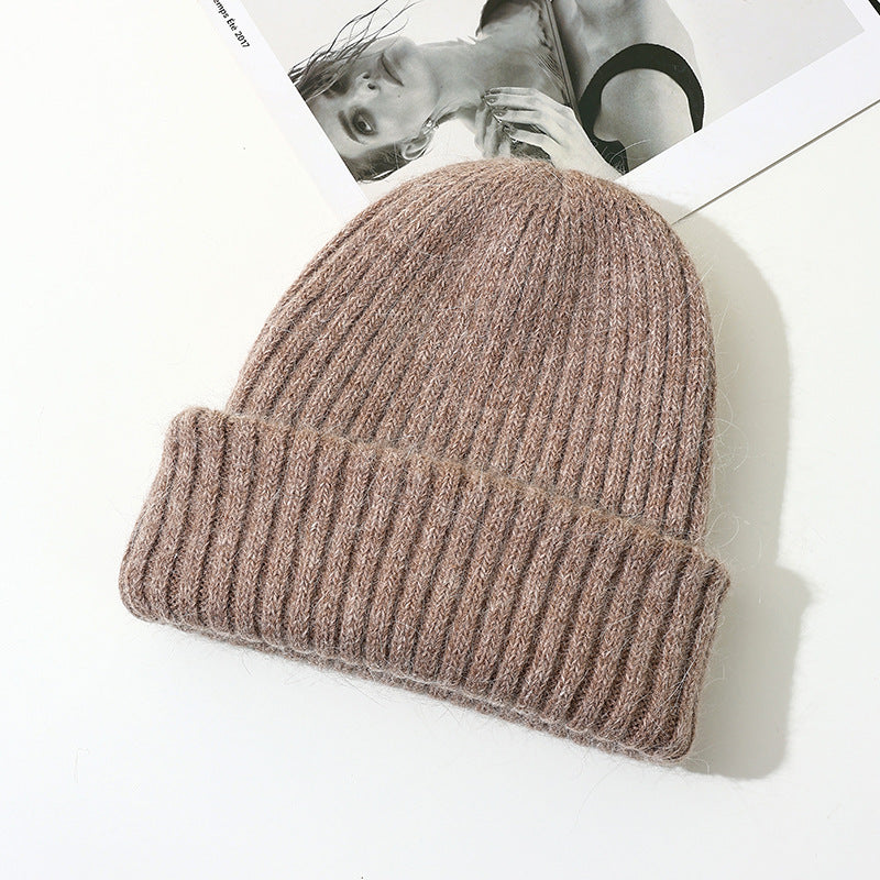 Wholesale Rabbit Fur Knitted Double Layer Thickened Beanie