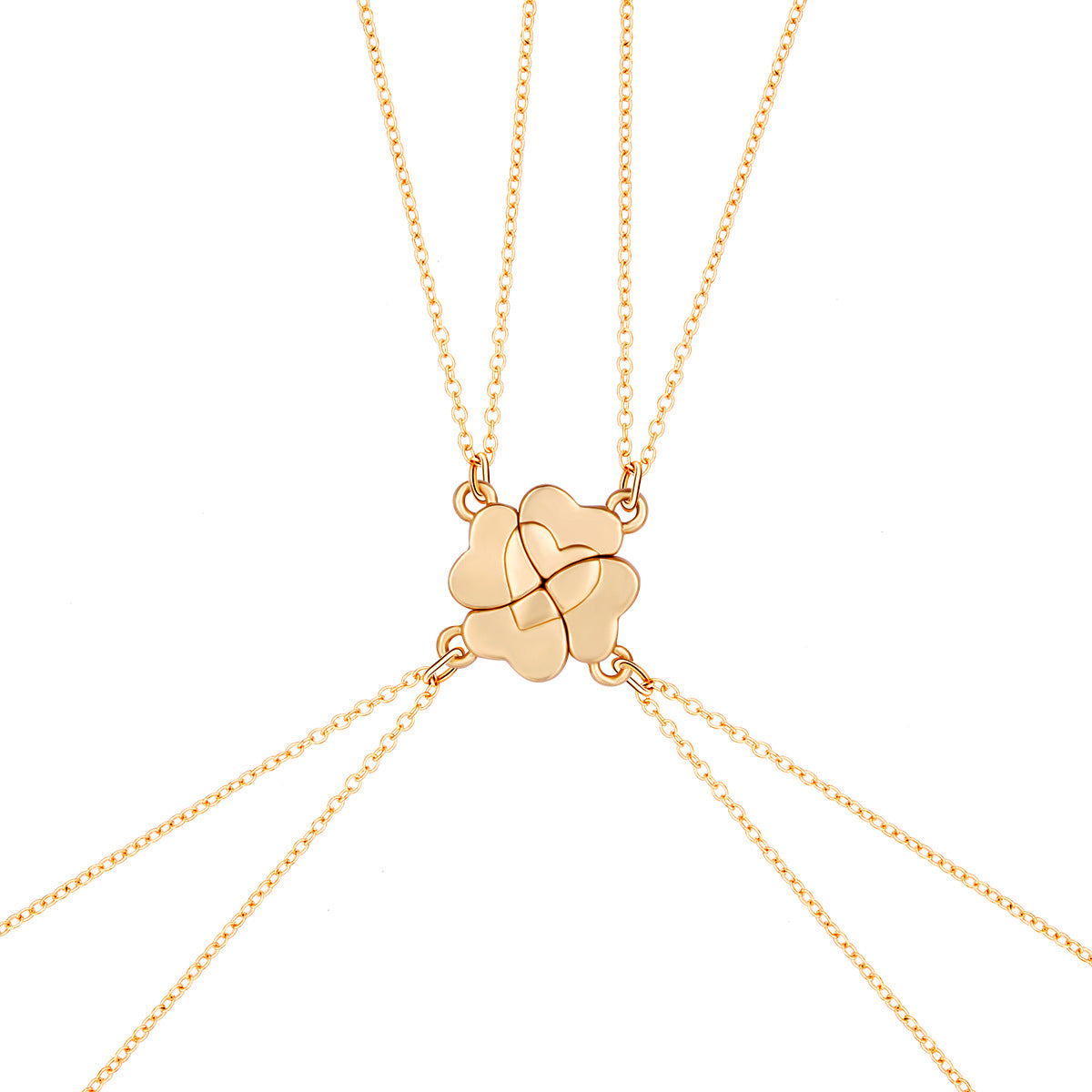 Wholesale four-leaf clover ing necklace parent-child set good friend 4 person combination necklace