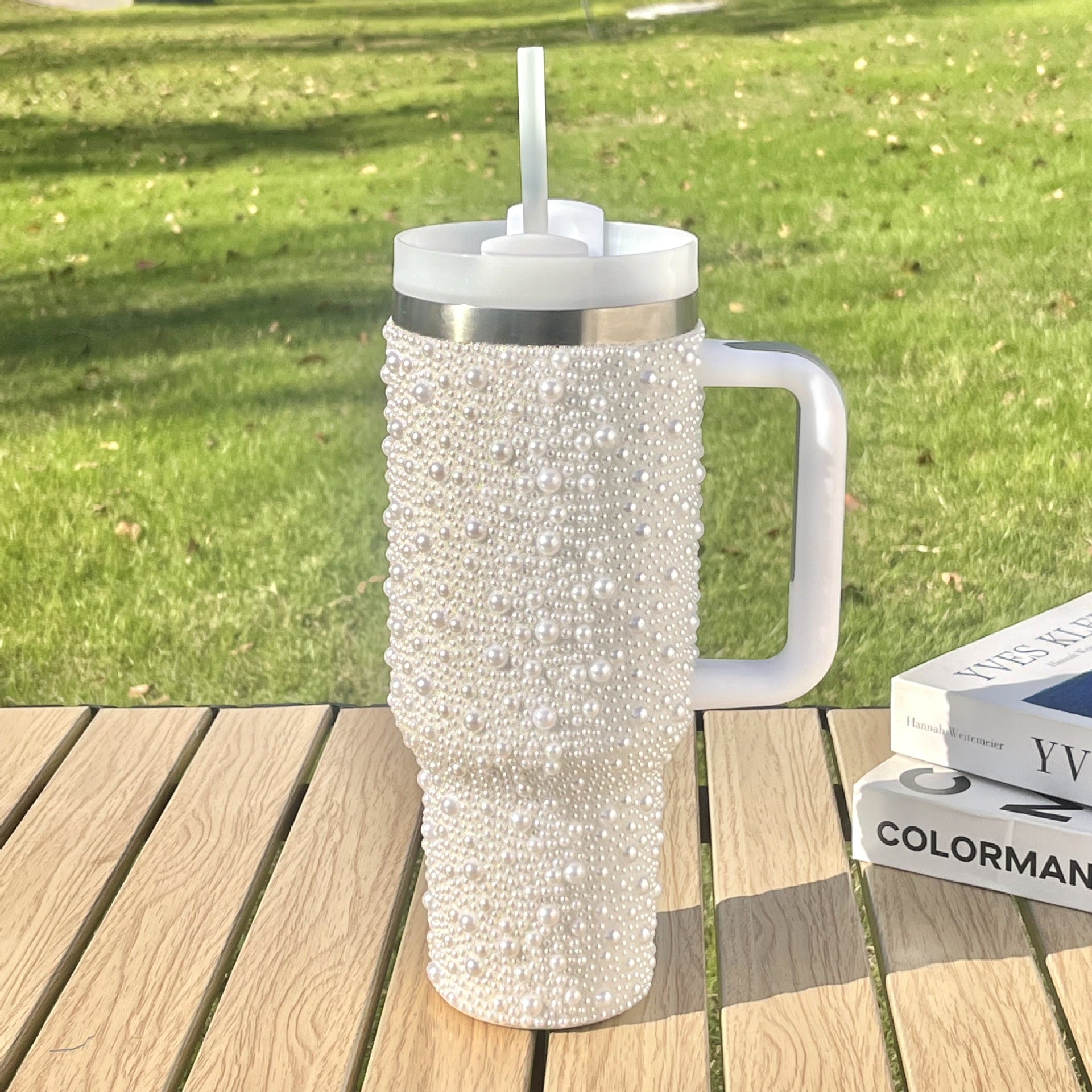 Wholesale diamond 40oz vacuum ice cup with handle portable car cup