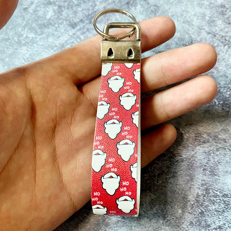 Llavero de pulsera de cuero de Navidad al por mayor