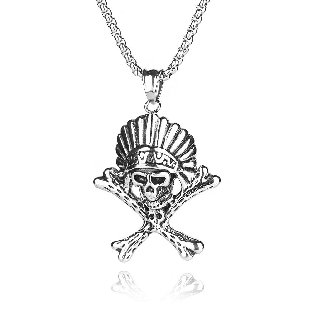 Wholesale Fashion  Hip-Hop Necklace for Men, Personalized Punk Style Steel Chain Pendan