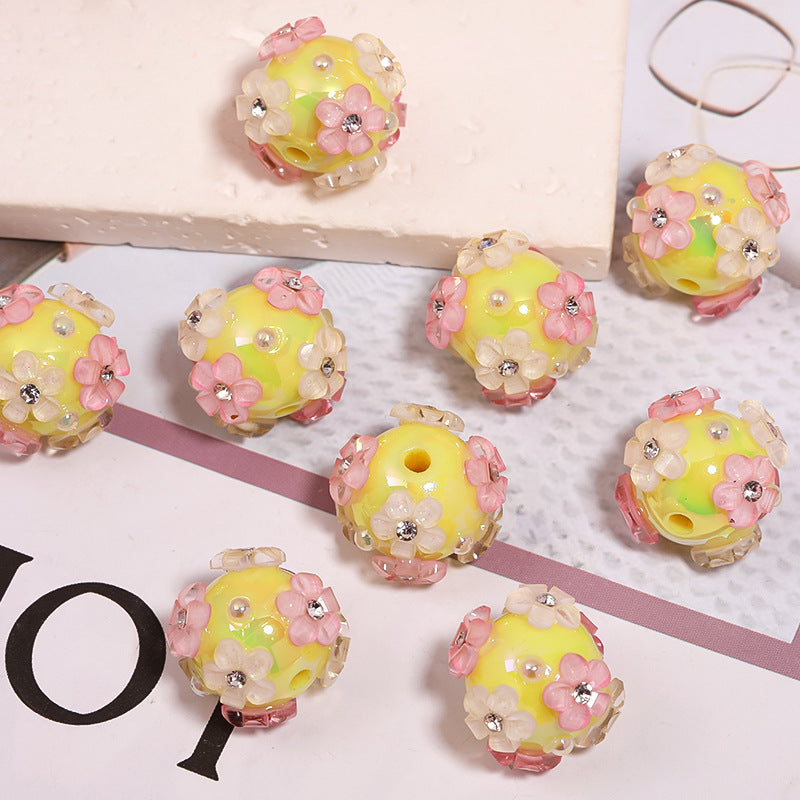 Wholesale 5PCS DIY Pearl Flower Acrylic Beads