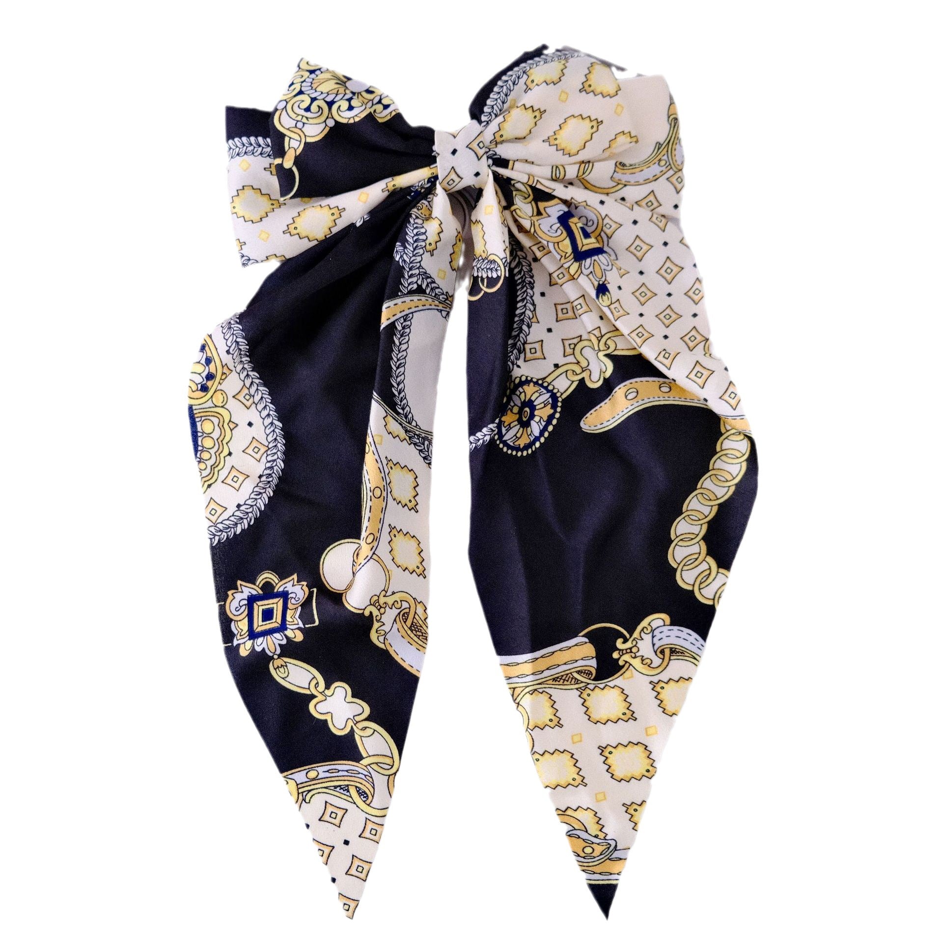 Wholesale Floral Ribbon Bow Long Silky Fabric Spring Clip