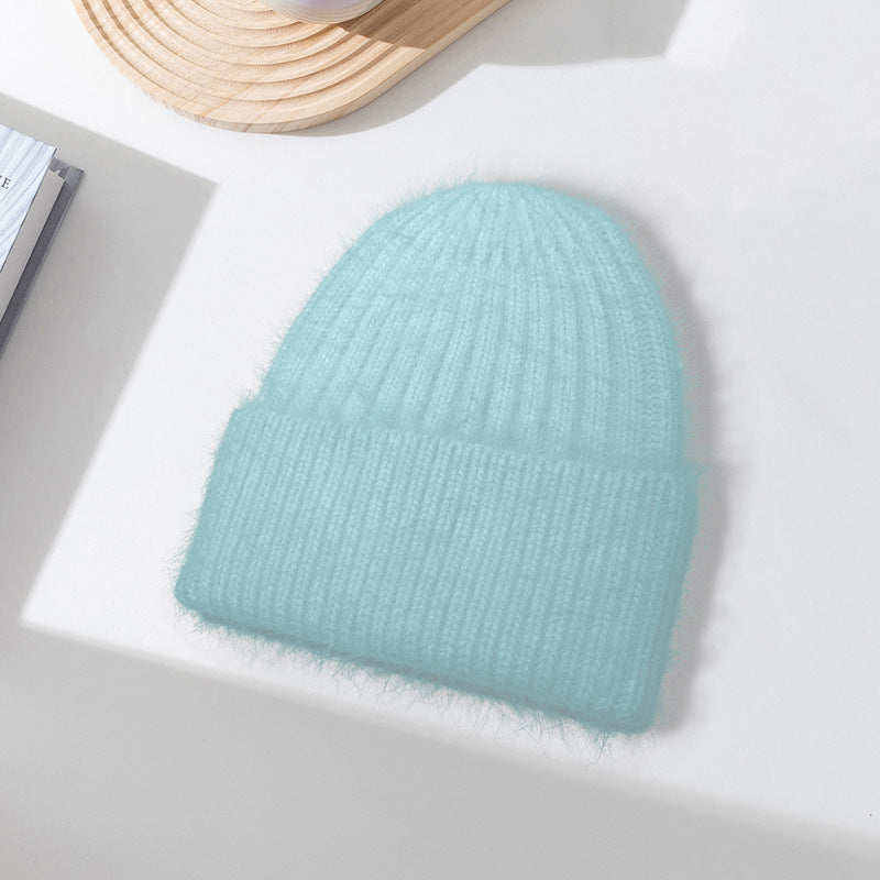 Wholesale Rabbit Fur Girls Knitted Long Plush Hat