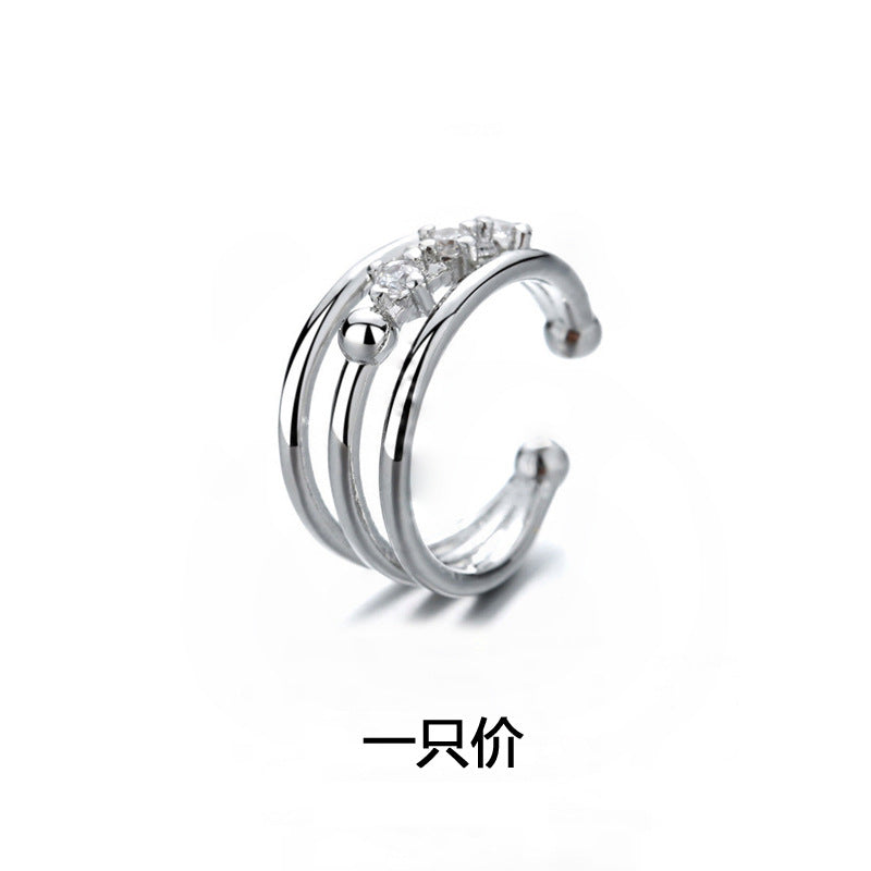 Wholesale Double Layer Zircon Geometric Silver Plating Earrings