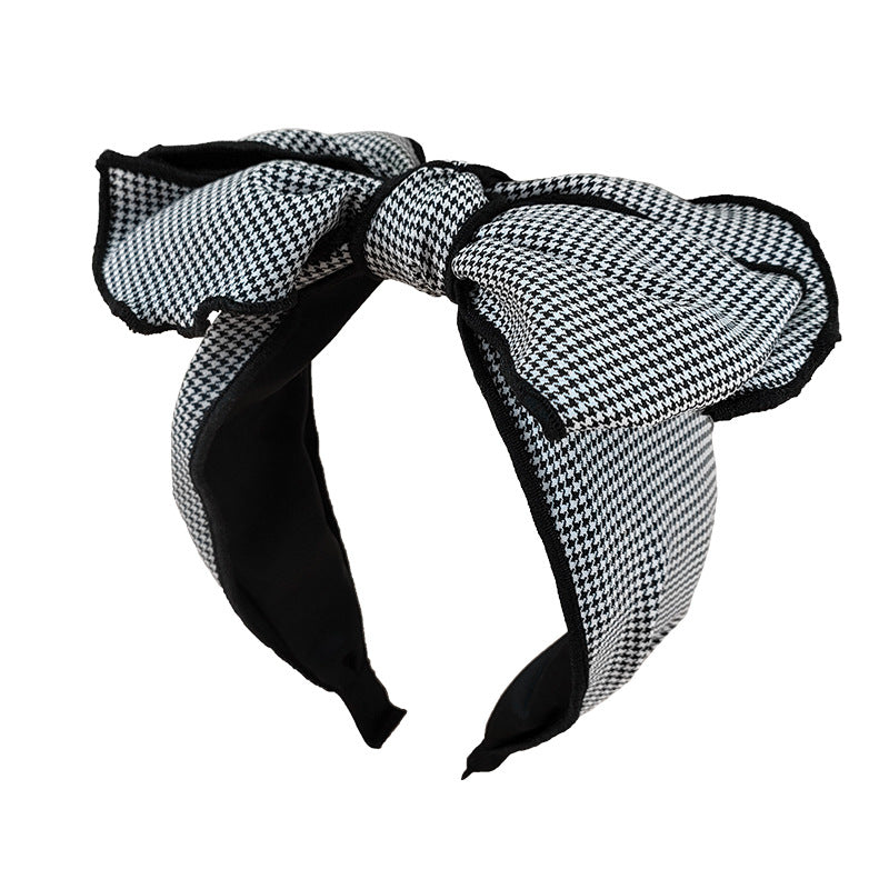 Wholesale Wide Edge Houndstooth Large Bow Fabric Headband