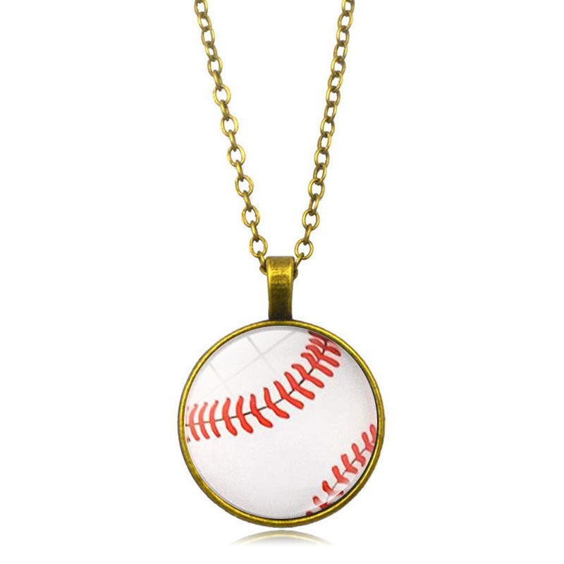 Wholesale Soccer Basketball Volleyball Time Gemstone Pendant Alloy Necklaces