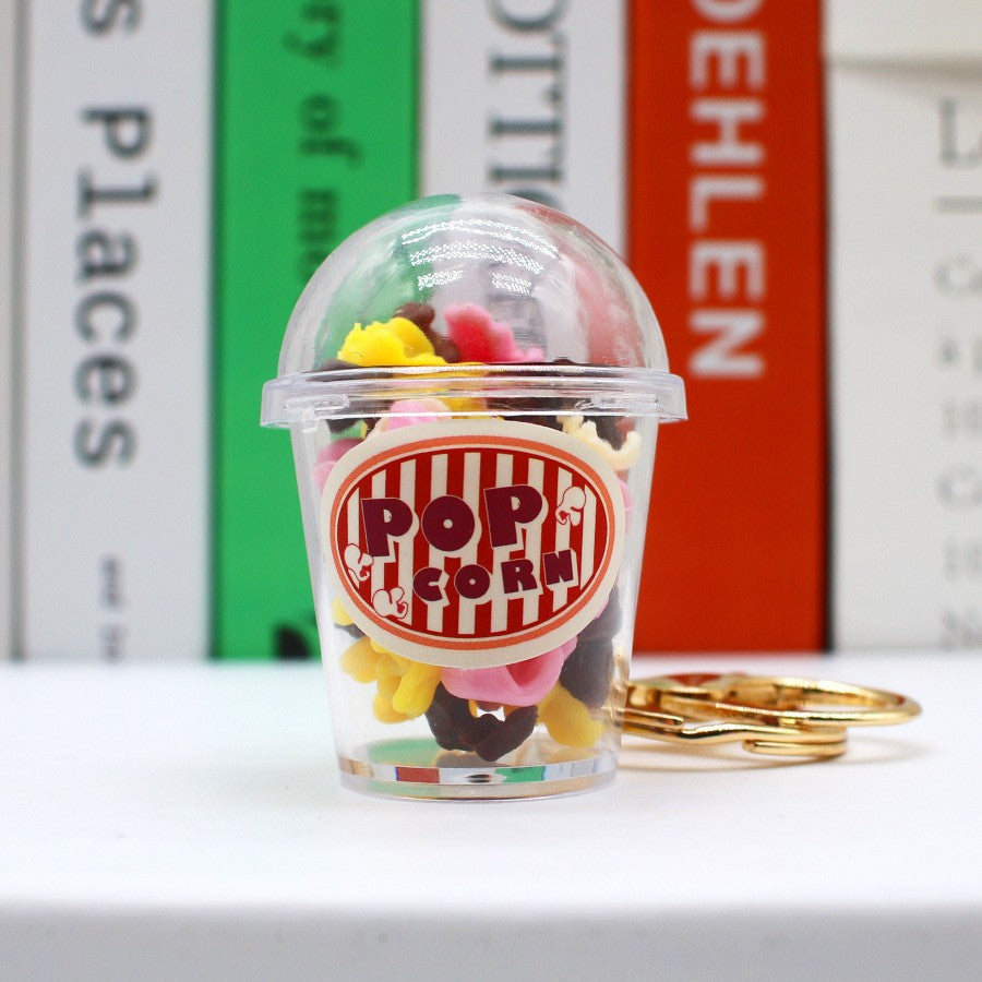 Wholesale Simulation Food Play Popcorn Cup Pendant Mini Milk Tea Cup Keychain
