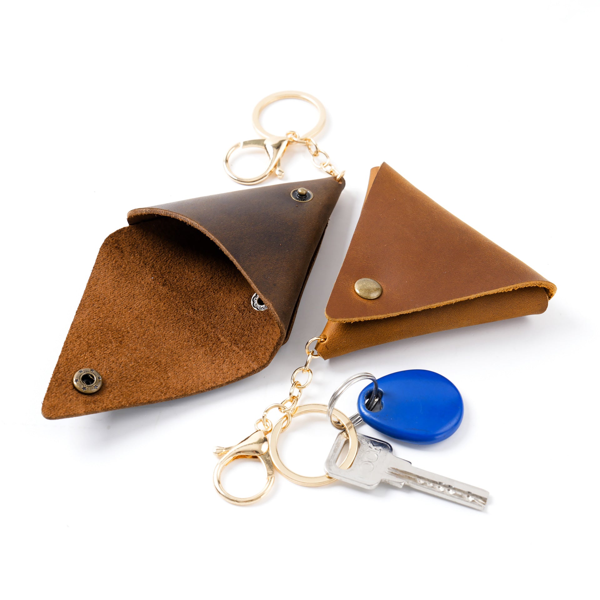 Wholesale Vintage Handmade Top Layer Cowhide Mini Coin Purse Leather Keychain