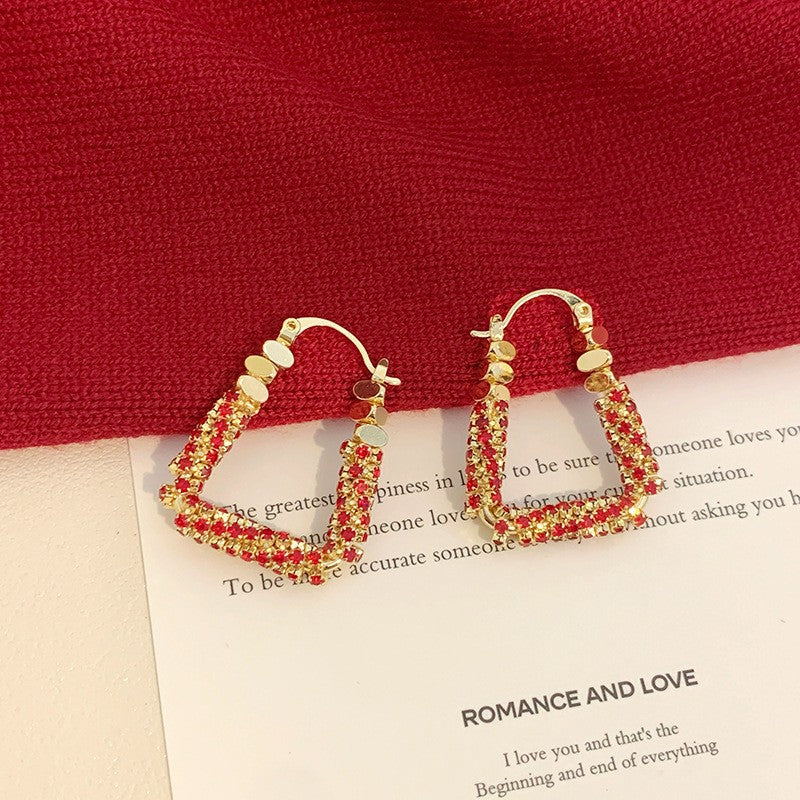 Wholesale Silver square ear buckle niche design light luxury high-grade earrings exquisite unique diamond ring earrings