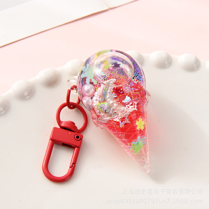 Wholesale Acrylic Liquid Sand Star Ice Cream Keychain