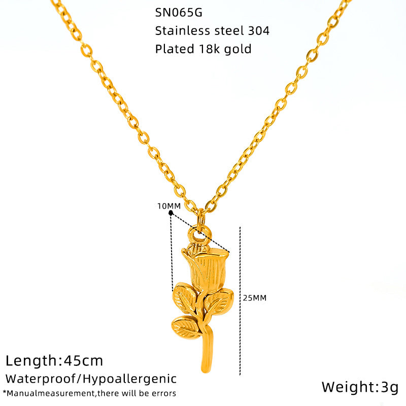 Wholesale temperament niche pearl necklace stainless steel clavicle chain