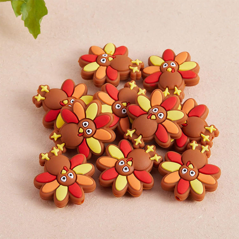 Wholesale 10pcs Thanksgiving turkey animal Focal Beads