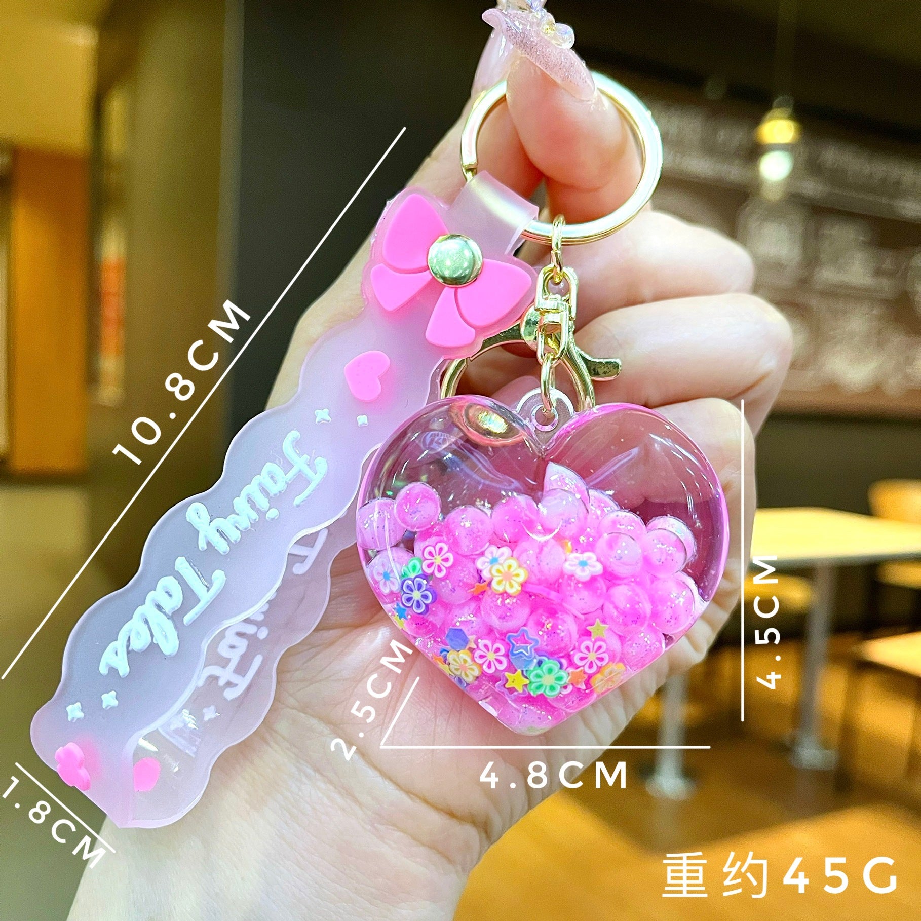 Wholesale Creative Summer Colorful Sand Heart Glow-in-the-Dark Keychain