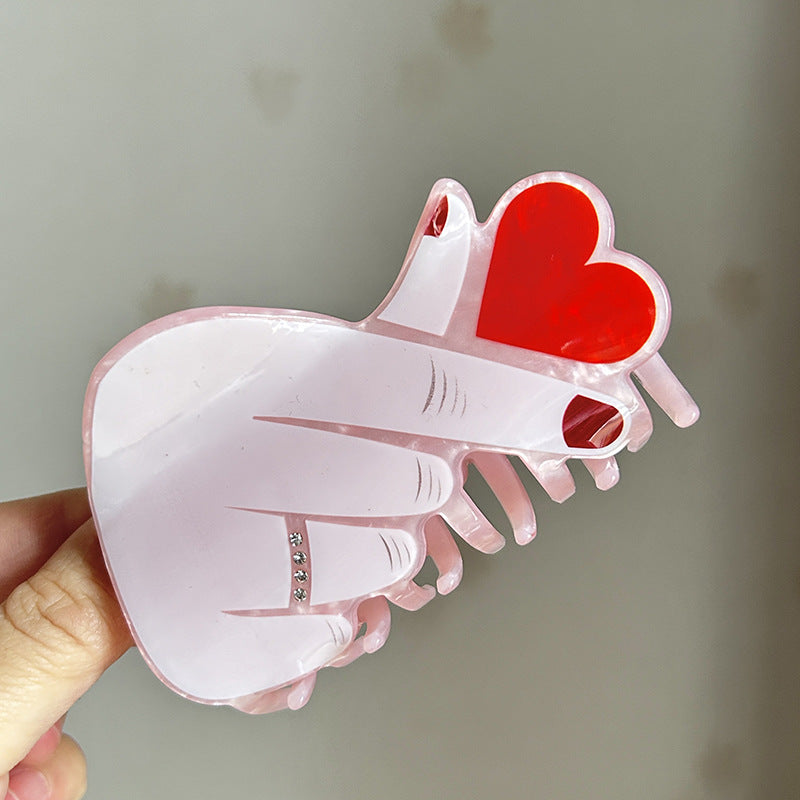 Wholesale Valentine's Day Personalized Acrylic Simple Fashion Point Drill Grab Clip Headwear