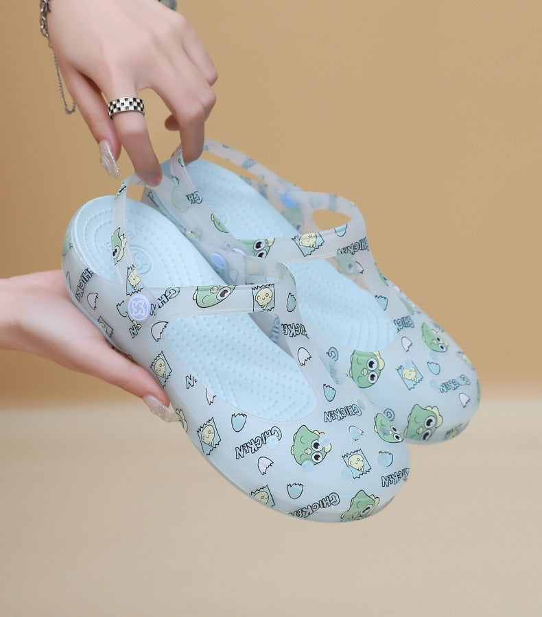 Wholesale Summer Outer Wear Rubber Seaside Beach Women Non-slip Mary Jane Slippers