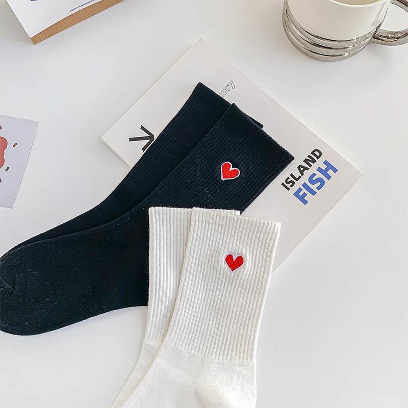 Wholesale Valentine's Day Embroidered Love Pure Cotton Casual Socks