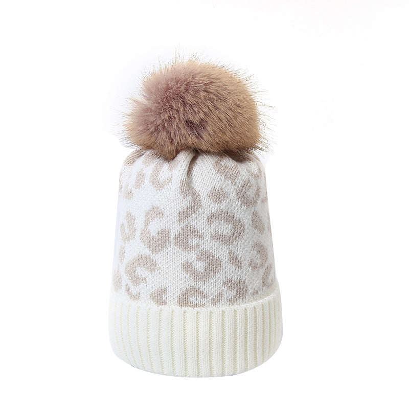 Wholesale Winter Beanie Leopard Print Warm Knitted Hat