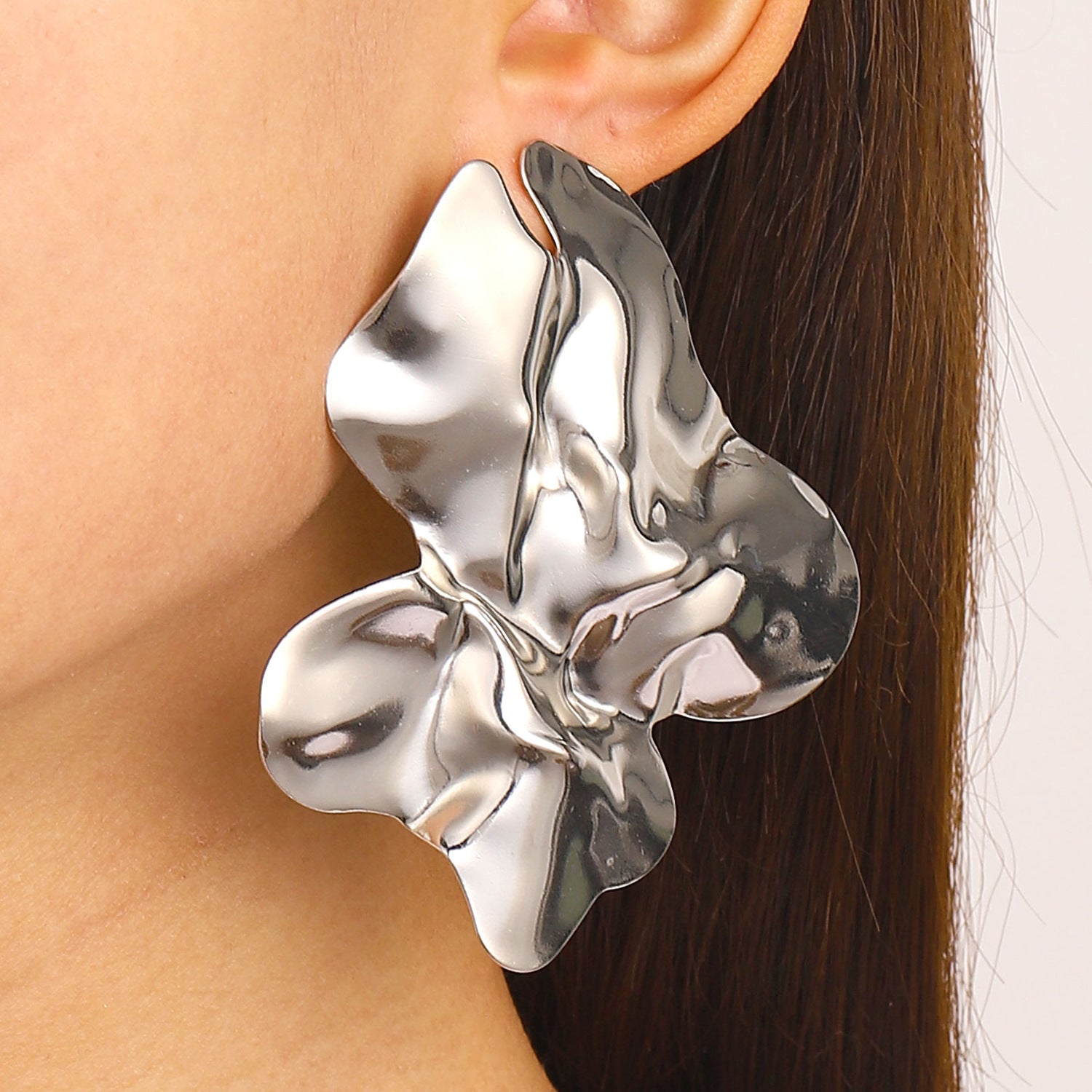 Wholesale Vintage Lava Texture Irregular Geometric Earrings For Women Gold Metal Electroplated Fashion Accessory
