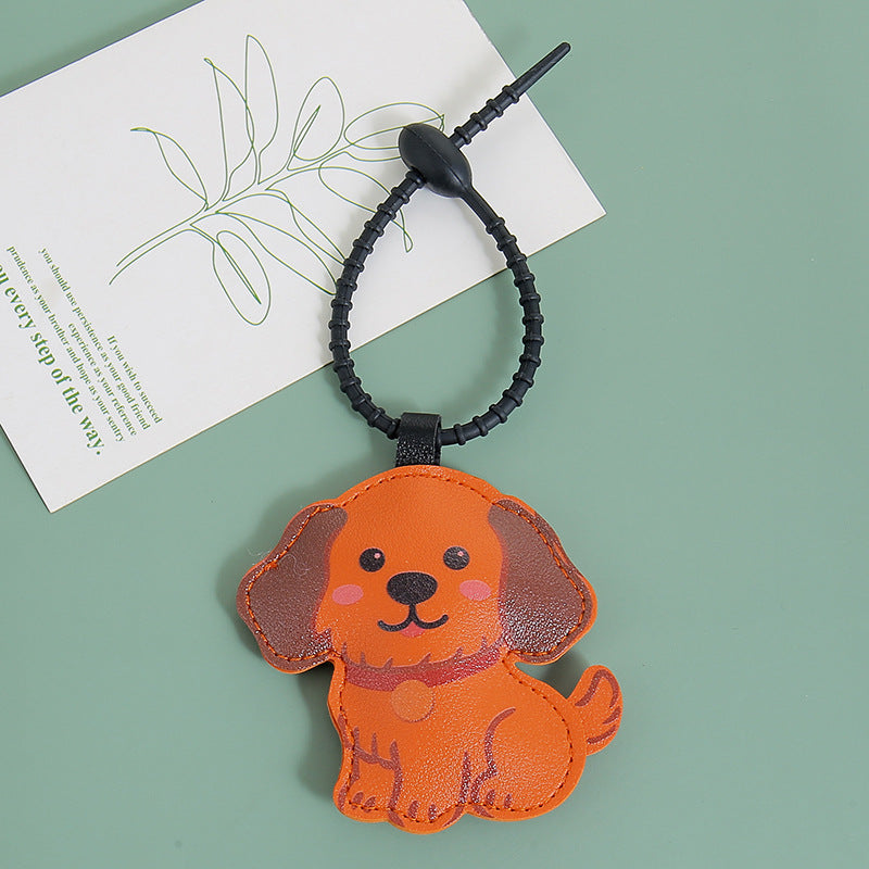 Wholesale Cute PU Leather Golden Retriever Puppy Keychain