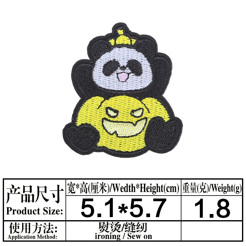 Wholesale Computer Embroidery Sticker Small Snake Original Black Cat  Magic Panda Bag Decorative Patch Sticker