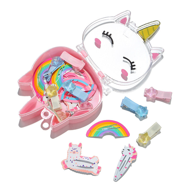 Wholesale Plastic Unicorn Suitcase Kids Hair Accessories Set