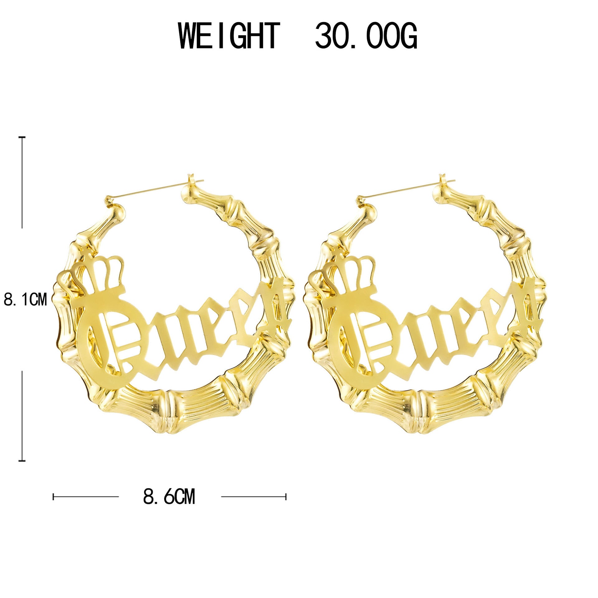 Wholesale earrings Queen crown hollow bamboo earrings earrings
