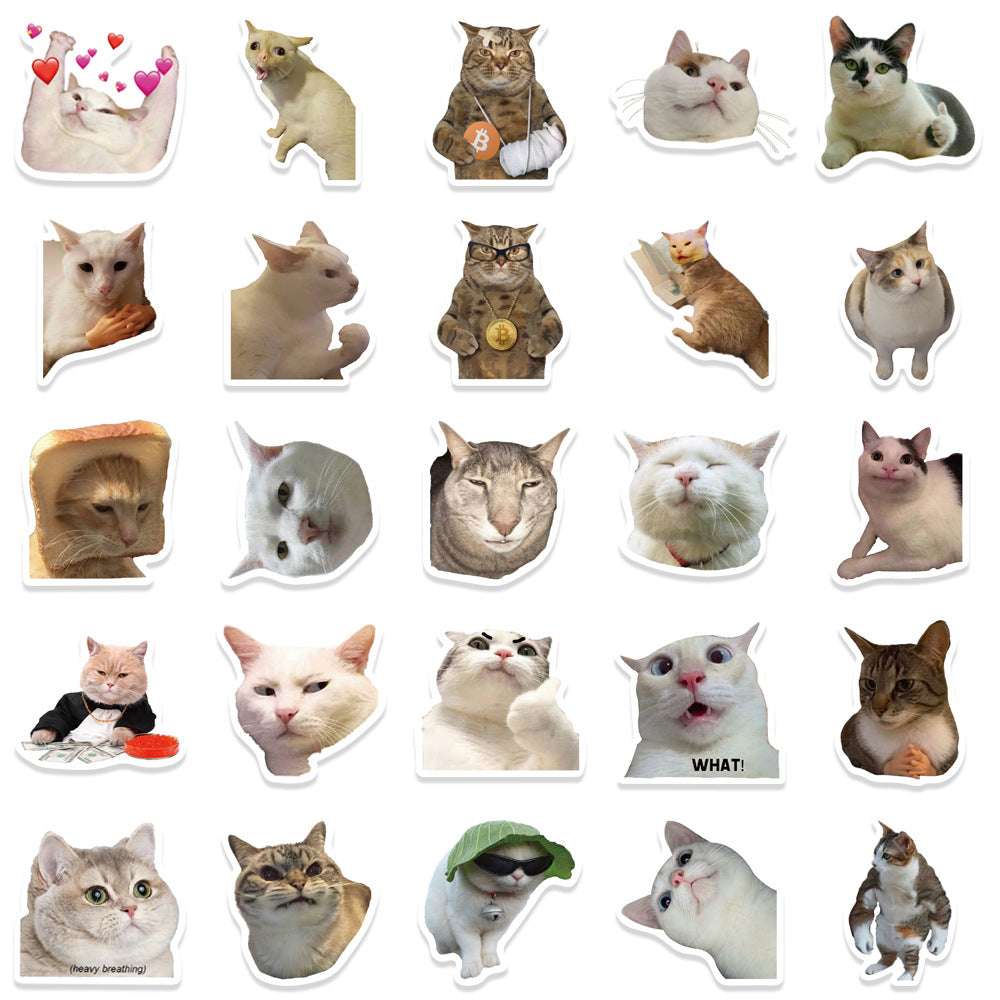 Wholesale 50pcs cartoon funny cat Waterproof Vinyl Stickers
