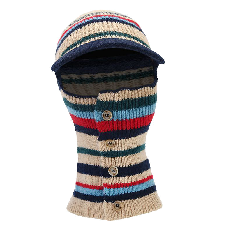 Wholesale Winter Hat Striped Knitted Woolen Hat Cold Protection Ear Protection Hat