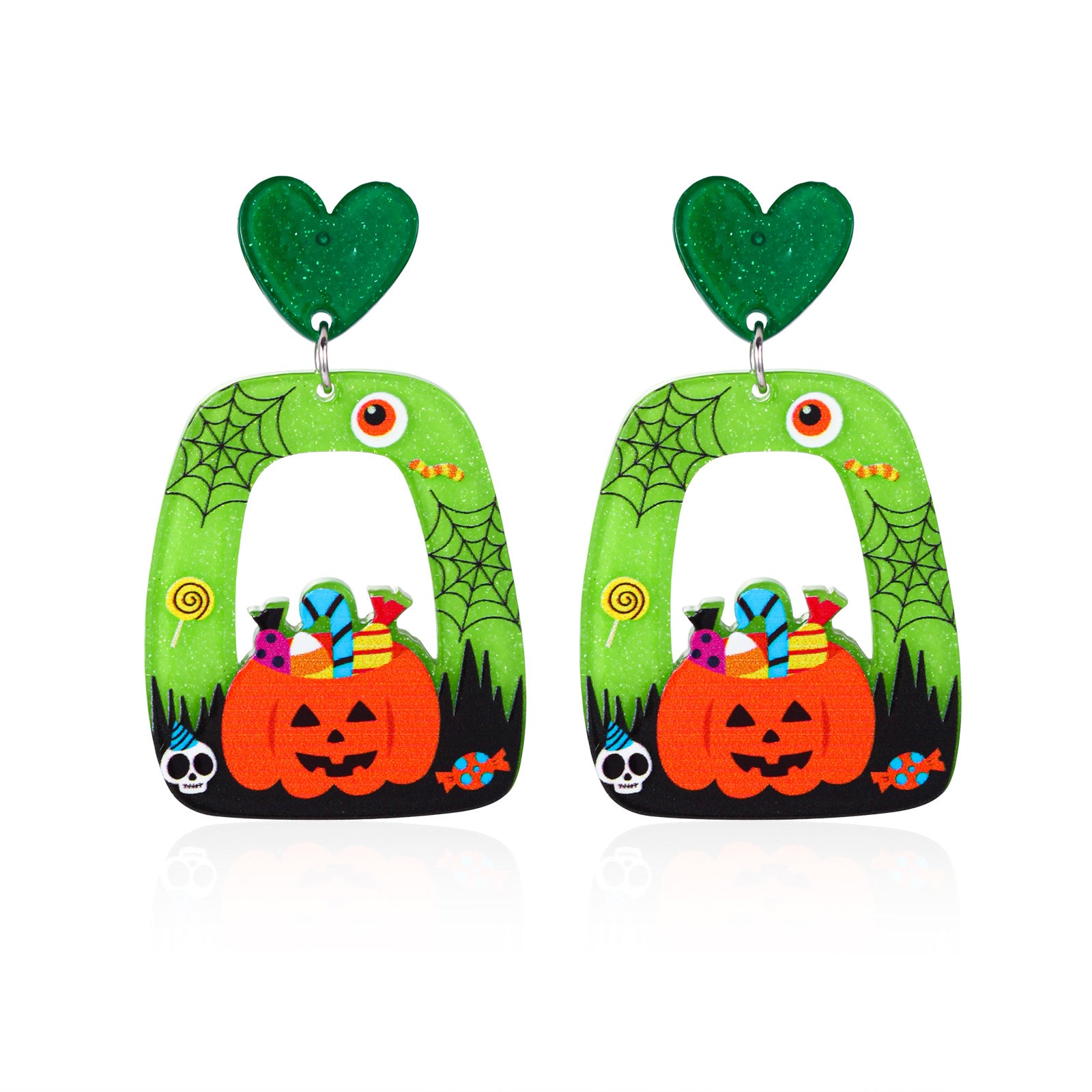 Wholesale  Acrylic Pumpkin Ghost Skull Drop Earrings For Women Party Wear Jewelry Accessory Gift Boutique Resale