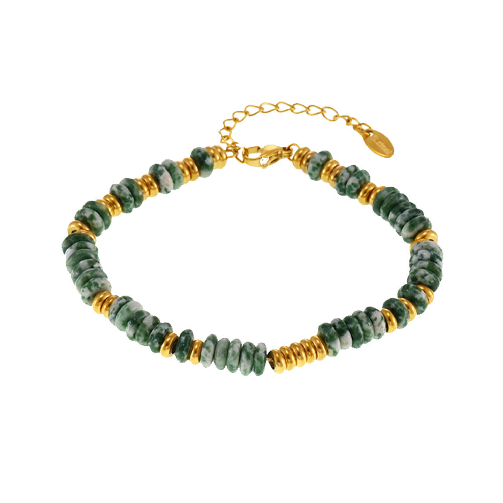 Wholesale Abacus Bead Titanium Steel Gold Plated Bracelet