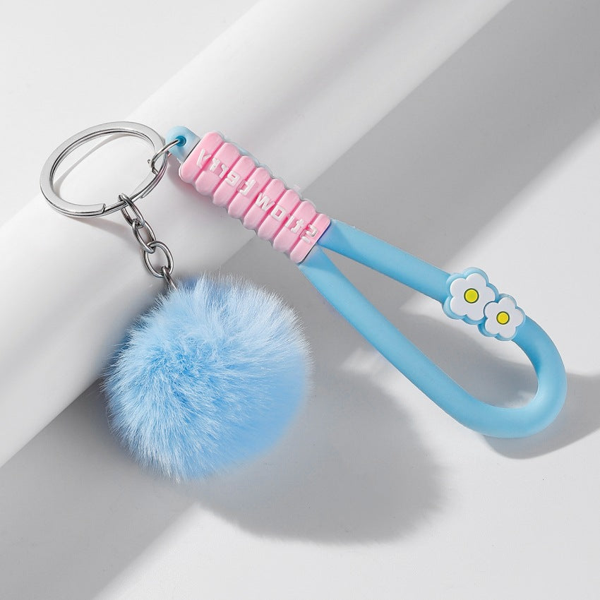Wholesale Soft Rubber Flower Ball Keychain
