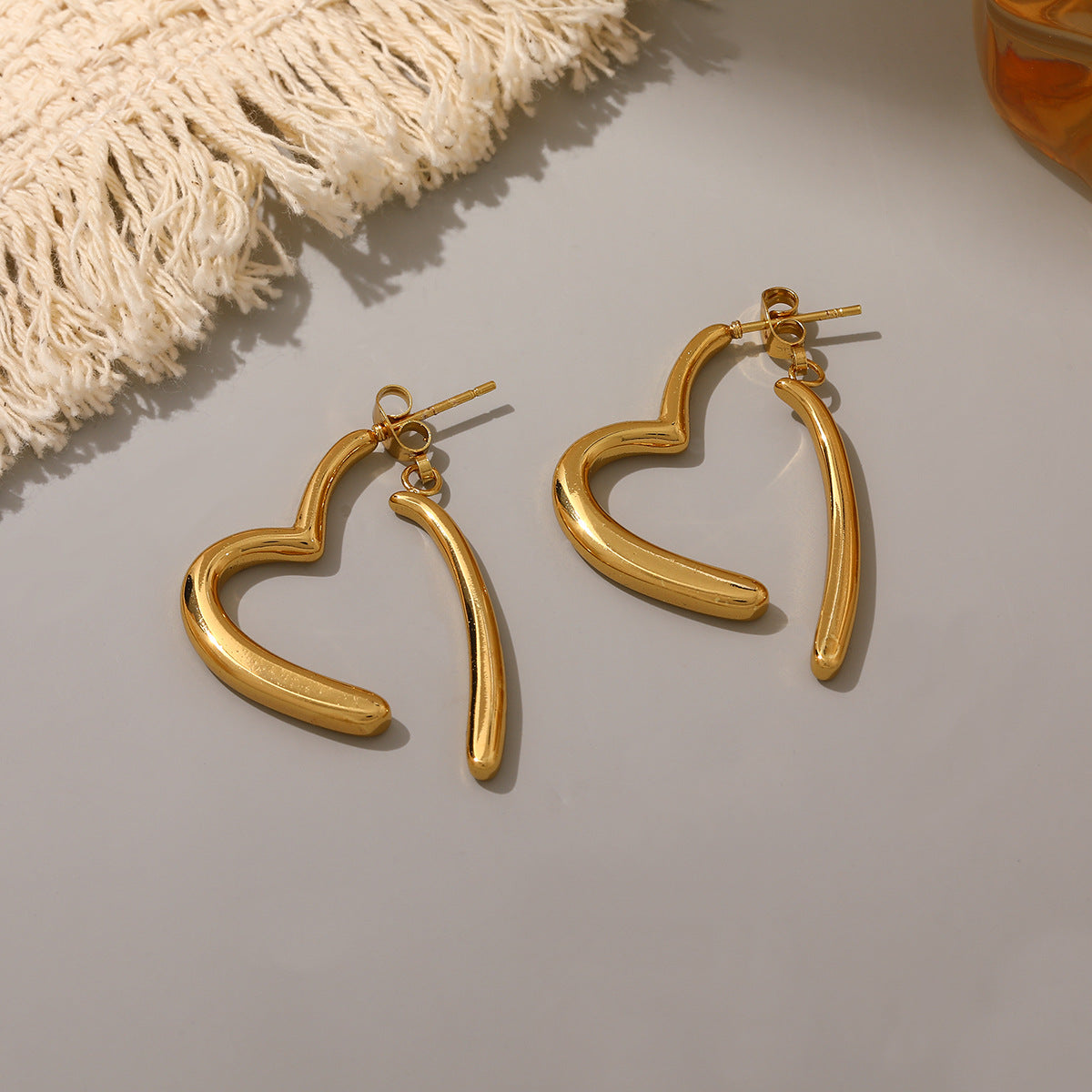 Wholesale Stainless steel gold heart gold earrings