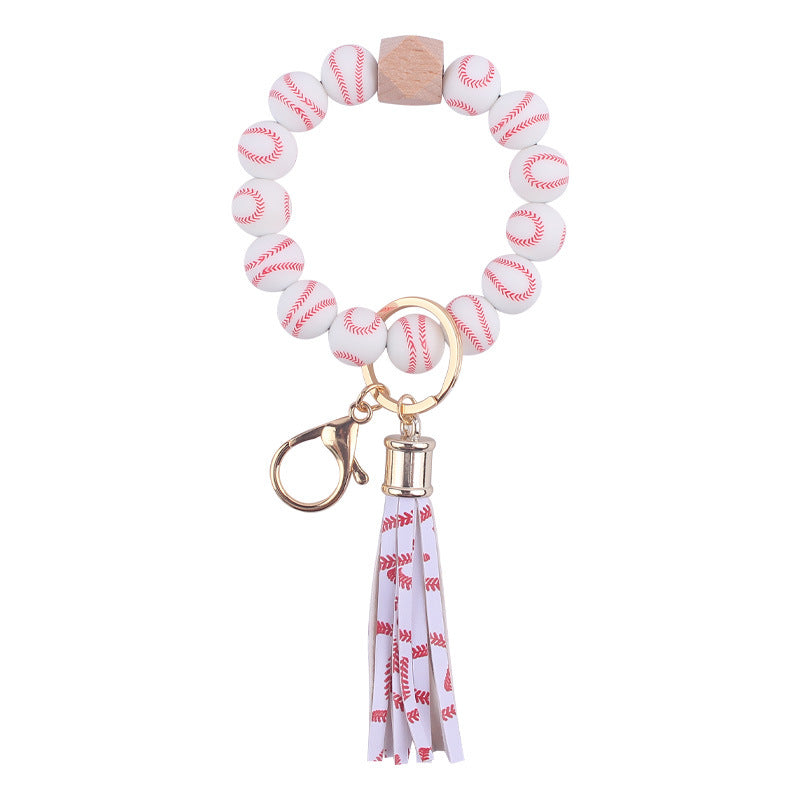Wholesale PU Tassel Cartoon Silicone Wrist Keychains