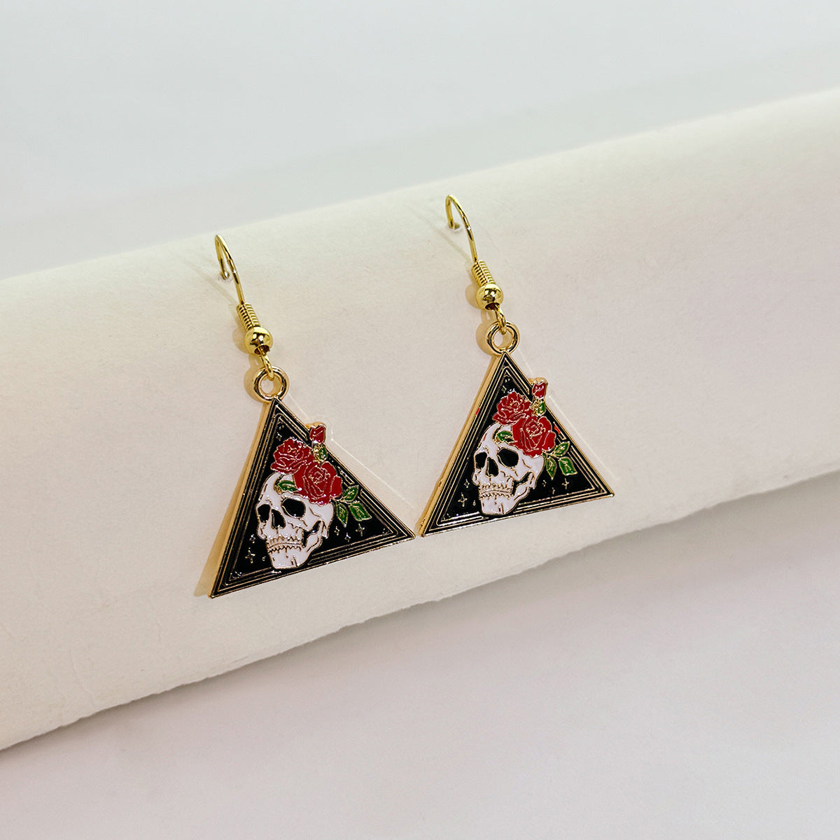 Wholesale Dark Personality Halloween Horror Funny Skull Bat Tombstone Rose Earrings