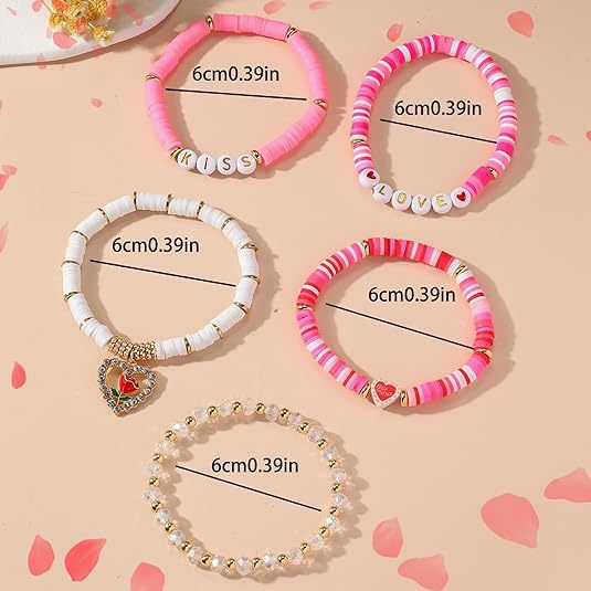 Wholesale Valentine' s Day Red Rose Soft Ceramic Letter Bracelet