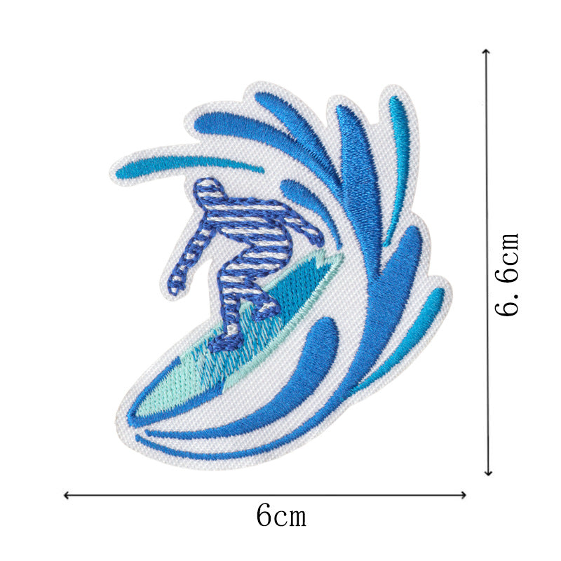 Wholesale Wave Beach Embroidery Surfing Girl Embroidery DIY Patches