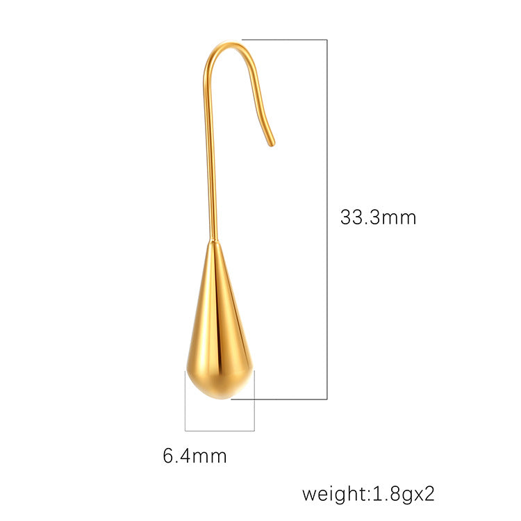 Wholesale simple earrings water drop Stainless steel earrings women tassel long ear hook